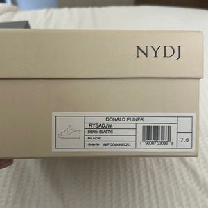 NYDJ/Donald Pliner slide wedge sandal. Black upper with grey rubber wedge.